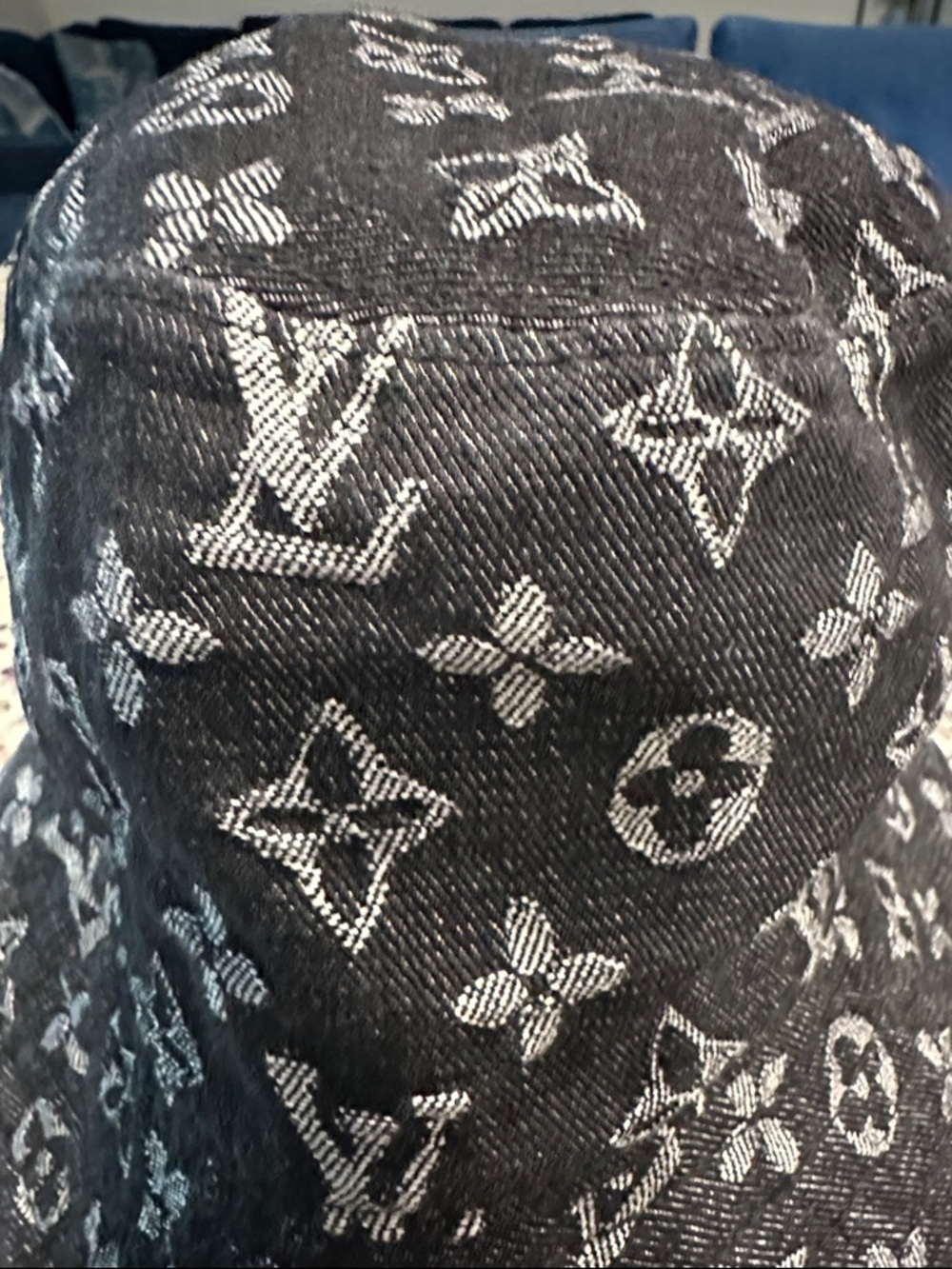 Louis Vuitton Black and White Monogram Denim Bucket Hat - Picture 2 of 3